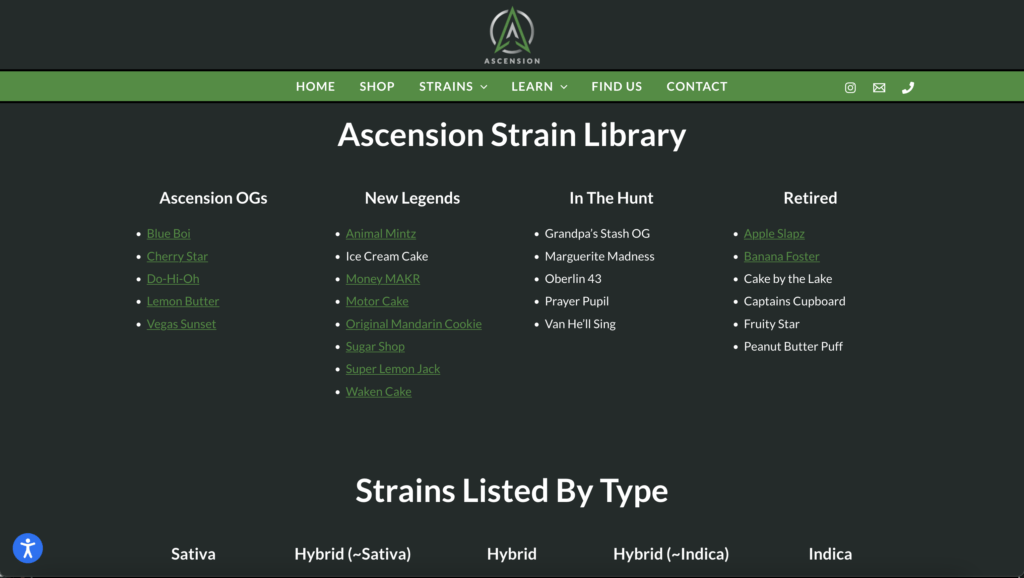Ascension Strain Library Page Example