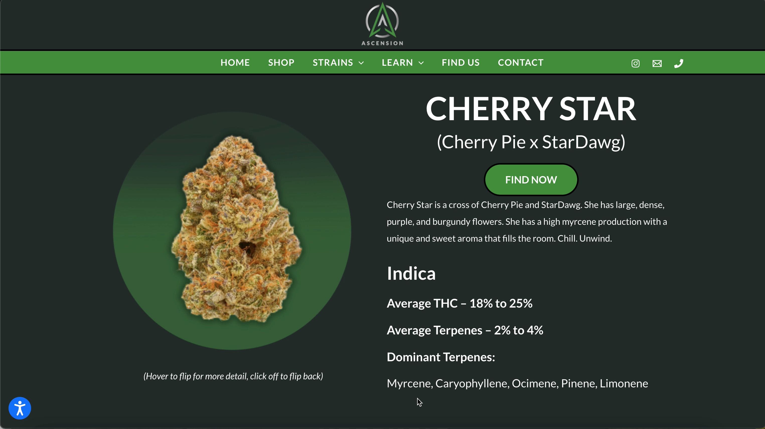 Cherry Star Strain Product Page Example