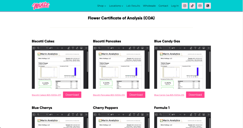 MINTZ Lab Result Page Example